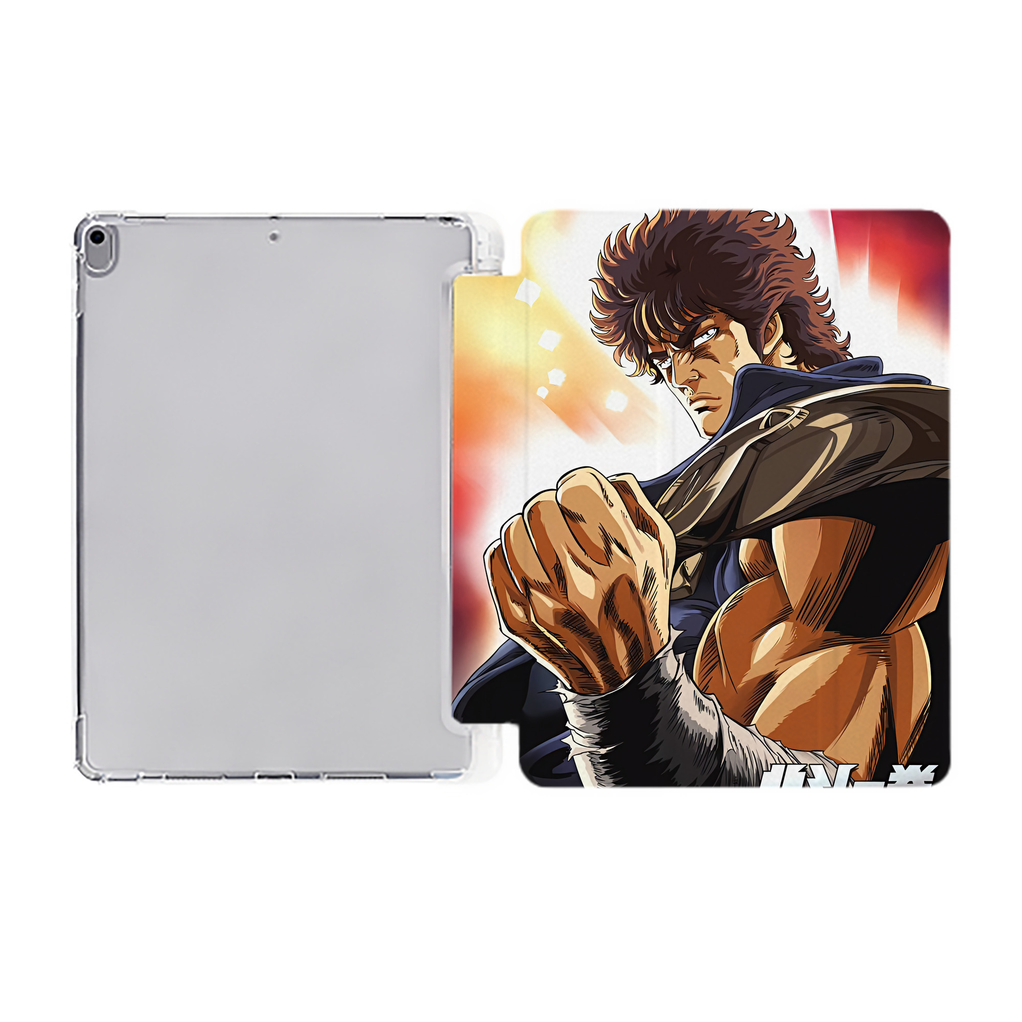 （画像用） 北斗の拳 Fist of the North Star IPad ケース ペン収納付き 三つ折りスタンド PUレザー×シリコン 対応機種9.5/10.5/10.9インチ